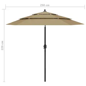 Berkfield 3-Tier Parasol with Aluminium Pole Taupe 2.5 m