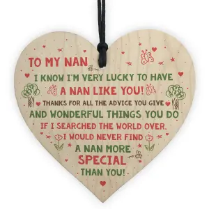 Red Ocean Nan Nanny Birthday Christmas Gifts Wooden Heart Special Grandparent Plaque Keepsake Gift