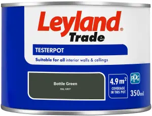 Leyland Trade Vinyl Matt Walls & Ceilings Emulsion Paint Bottle Green (RAL 6007) 350ml Tester