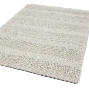 Plain Cream Stripe Handmade Luxurious Modern  Easy to Clean Rug For Bedroom LivingRoom and Dining Room -120cm X 170cm