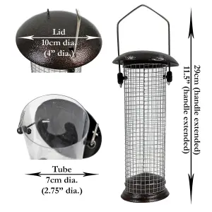 Hanging Wild Bird Feeder Set of 4 Nut Seed Fat Ball Nyger Garden Feeding Station