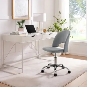 Furniturebox UK Courtney Grey Velvet and Silver Office Chair