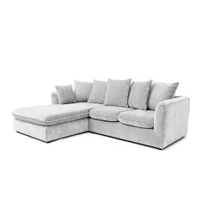 Lucas Water Repellent Velvet Chenille Left Facing Corner Sofa in Silver