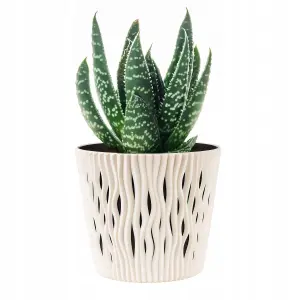 Indoor Plant Pots with Insert Plastic Flowerpot Small Large Cream 26cm