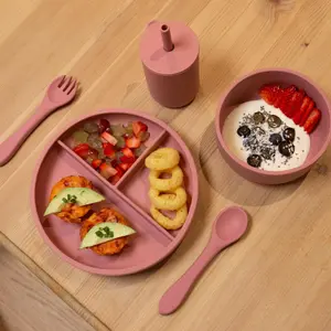 Tiny Dining - Baby Silicone Weaning Fork - Dusty Rose