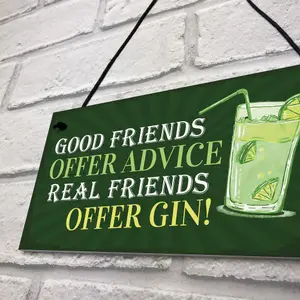 Red Ocean Friendship Gin Sign Garden Plaque Shed Home Bar Pub Kitchen Hanging Wall Plaque Gift