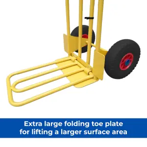 CGV380 Pneumatic Heavy Duty Folding and Fixed Toe Sack Truck with Pneumatic Wheels, 200kg Capacity