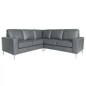 Baltic Faux Leather Corner Sofa In Dark Grey