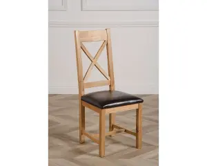 Berkeley Solid Oak and Leather Dining Chairs for Dining Room or Kitchen