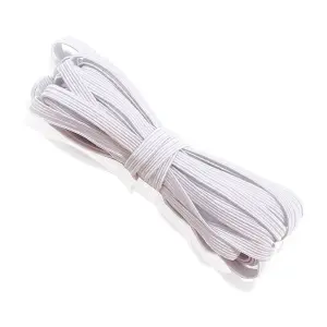 4mm Wide Flat Elastic Band, Stretchable Elastic Cord Flat Tape, White - 1 metre