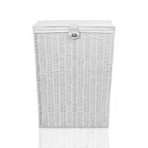 Hand Woven Plastic Laundry Hamper with Handles Medium (49 cm x 38.5 cm x 24.5 cm)