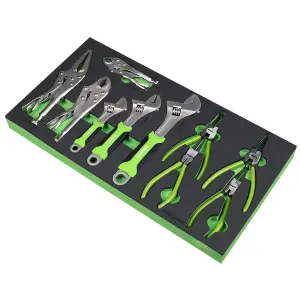 Siegen Adjustable Wrench & Pliers Set with Tool Tray 10pc