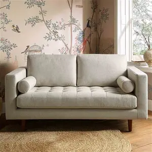 Henrietta 2-Seater Sofa, Beige Woven Fabric - Daals - Sofas