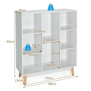 Costway 8-Cube Storage Bookcase Wooden Bookshelf Side Cabinet Freestanding Display Rack