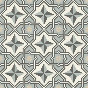 Geometric Tile Vinyl by Remland (Deco Blue, 8m x 2m)