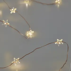 100 Warm white Star wire LED With timer function String lights with 8.22m Copper cable