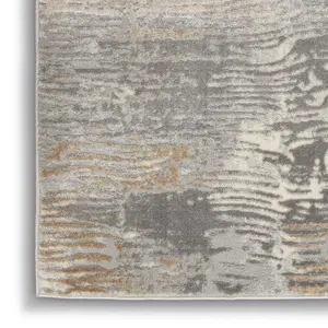 Modern Abstract Grey Beige Living Room Bedroom & Dining Room Rug-244cm X 305cm