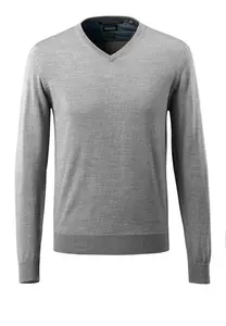 Mascot Frontline Merino Wool Knitted V-Neck Jumper (Grey-Flecked)  (Large)