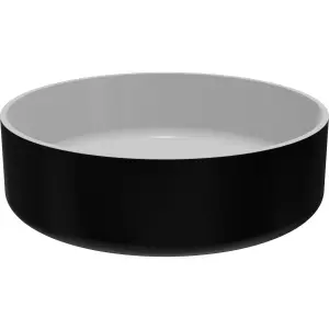 GoodHome Apanas Matt Black & white Round Counter top Basin (W)38cm