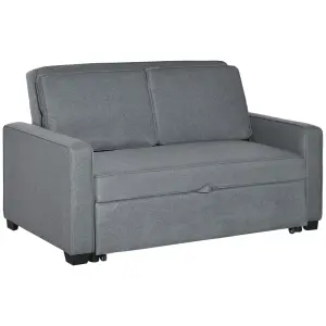 HOMCOM Modern 2 Seater Sofa Bed Click Clack Couch Sleeper for Living Room Grey