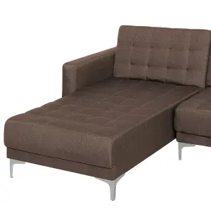 U-Shaped Sofa with Ottoman ABERDEEN Dark Brown Symmetrical