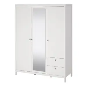 Madrid  Wardrobe with 2 doors + 1 mirror door + 2 drawers White