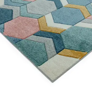 Multi Rug Geometric Modern Easy to clean Rug for Dining Room-80cm X 150cm