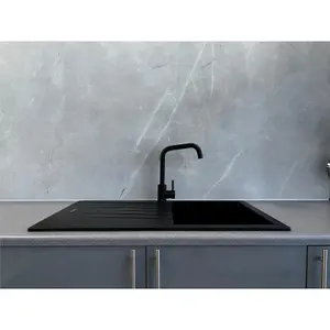 Liquida LG860BL 1.0 Bowl Granite Reversible Inset Compact Black Kitchen Sink