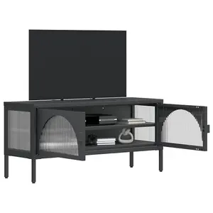 Berkfield TV Cabinet Black 105x35x50 cm Glass and Steel