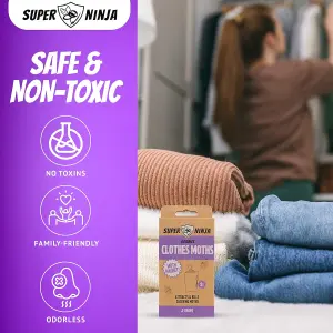 Super Ninja Clothing Moth Killer - 10 Traps - Highly Effective and Ecological Moth Trap - Moth Killer for Wardrobe