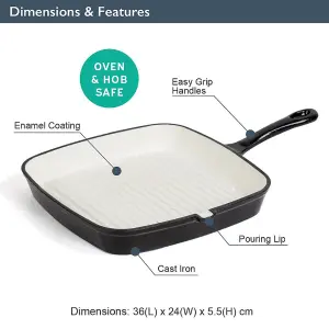 Blackmoor 67589 24cm Black Cast Iron Griddle Pan