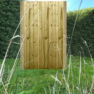 Premier Garden Supplies Pedestrian Gate 180cm (6ft) High x 105cm Wide Feather Edge Flat Top Semi-Braced Single Swing Gate