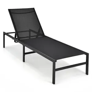 Costway Outdoor Chaise Lounge Sun Lounger Recliner Chair w/ 6 Positions Backrest