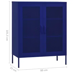 Berkfield Storage Cabinet Navy Blue 80x35x101.5 cm Steel