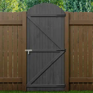 Heavy Duty Semi Braced Arch Top Fence Gate Kit with Gate Latch, Anti Sag Design, 90cm x 210cm