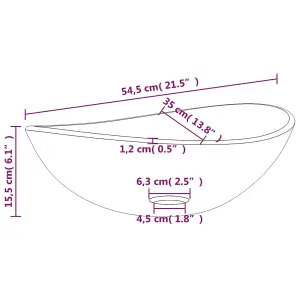 vidaXL Basin Tempered Glass 54.5x35x15.5 cm Transparent