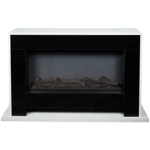 Suncrest Nebraska Black & white Glass, MDF & metal Freestanding Electric fire suite