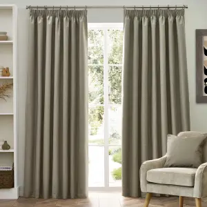 furn. Dawn 100% Blackout Thermal Natural Pencil Pleat Curtains, 229 x 183cm