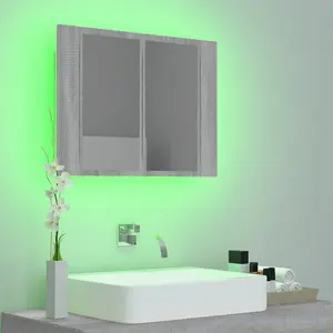 Berkfield LED Mirror Cabinet Grey Sonoma 60x12x45 cm Engineered Wood