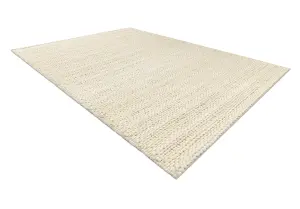 Wool carpet TAHAR 99002B cream - HAND-WOVEN loop, Lines  160x240 cm