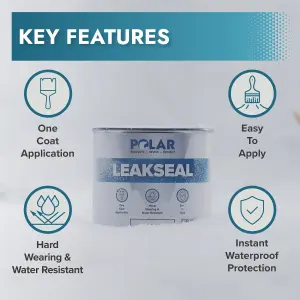 Polar Black Leak Seal - Waterproof Roof Repair Paint - With Reinforced Fibres - For External and Multipurpose Use