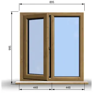 895mm (W) x 995mm (H) Wooden Stormproof Window - 1/2 Left Opening Window - Toughened Safety Glass