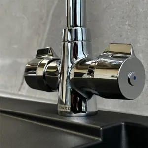 Franke Smart Pro Cruciform Two Lever J Swivel Spout Kitchen Tap In Chrome