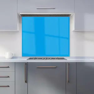 Electric Blue Premium Glass Kitchen Splashback W900mm x H750mm