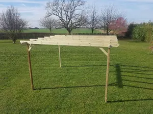 Chamfered Wooden Garden Pergola Kit, 1.8m x 4.2m (Natural finish)