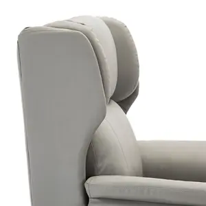 Electric Powered Recliner Chair With Wingback Design And USB Charger Port In Grey Bonded Leather