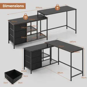 Costway L-Shaped Computer Desk Convertible Home Office Table with Drawers