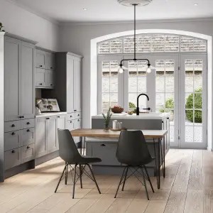 GoodHome Alpinia Matt slate grey wood effect Shaker Highline Cabinet door (W)600mm (H)715mm (T)18mm