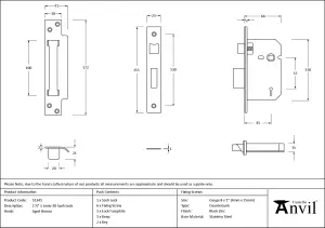 From The Anvil Aged Bronze 2 1/2" 5 Lever BS Sash Lock