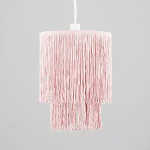 ValueLights Nabella Pink Ceiling Pendant Shade and B22 GLS LED 10W Warm White 3000K Bulb